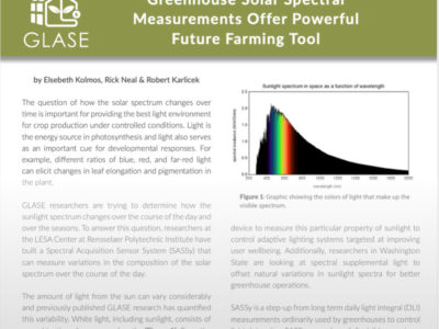 Greenhouse Solar Spectral Measurements Offer Powerful Future Farming Tool