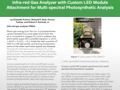 Infra-red gas analyzer with custom LED module attachment for multi-spectral photosynthetic analysis